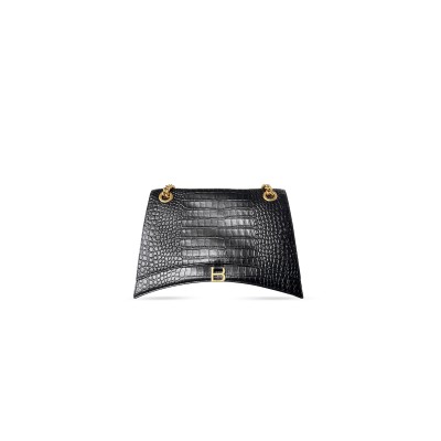 BALENCIAGA WOMEN'S CRUSH CHAIN BAG LARGE IN BLACK 716332210IX1000 (39.9*24.9*13cm)